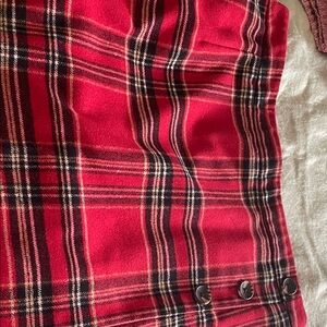 Jessica London Red Plaid Maxi Skirt with decorative buttons  . Wool(vintage)